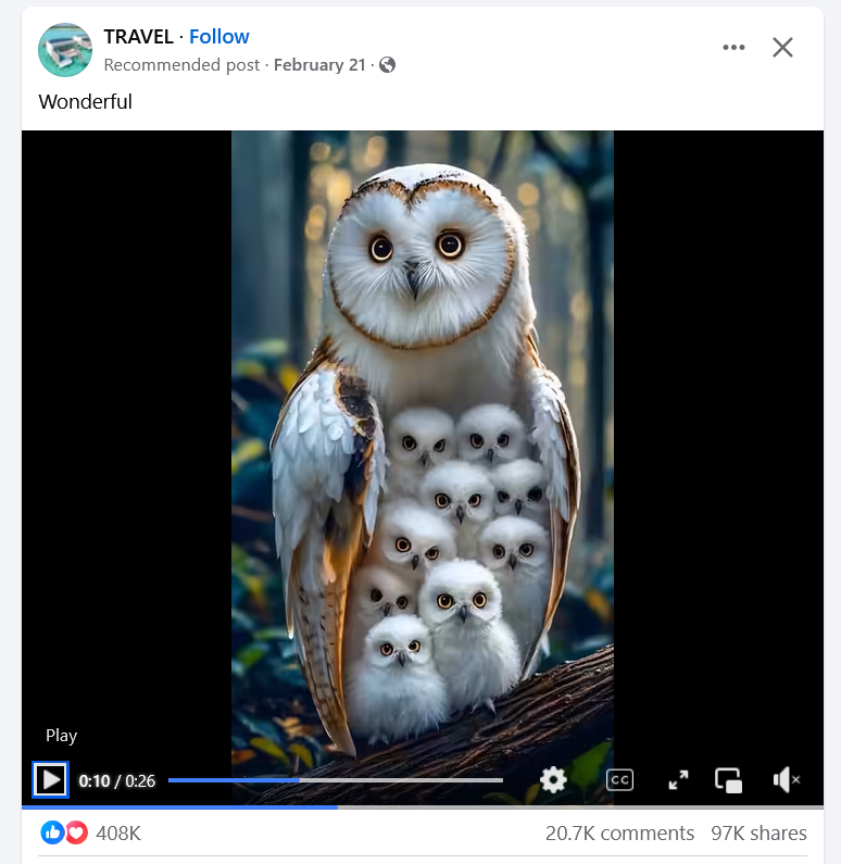 AI-generated image of owl and babies