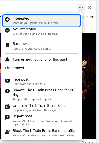 Screenshot of Facebook's report post menu with 'Report video broadcast' highlighted